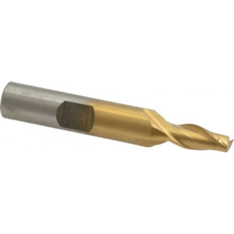 Value Collection 1/4, 1/2 LOC, 3/8 Shank Diam, 2-5/16 OAL, 2 Flute, High Speed Steel Square End Mill Single End, TiN ...